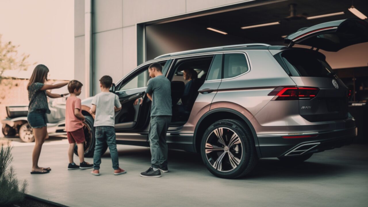 Family getting ready for a roadtrip