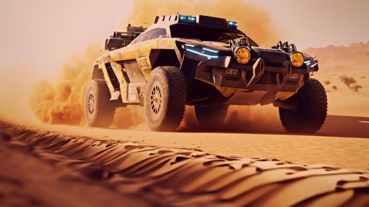 EV racing through the desert