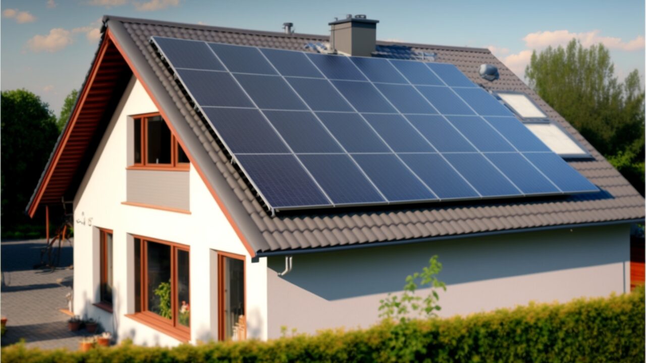 Solar panels on house