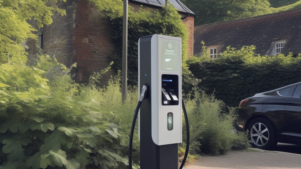 Charging point in country setting