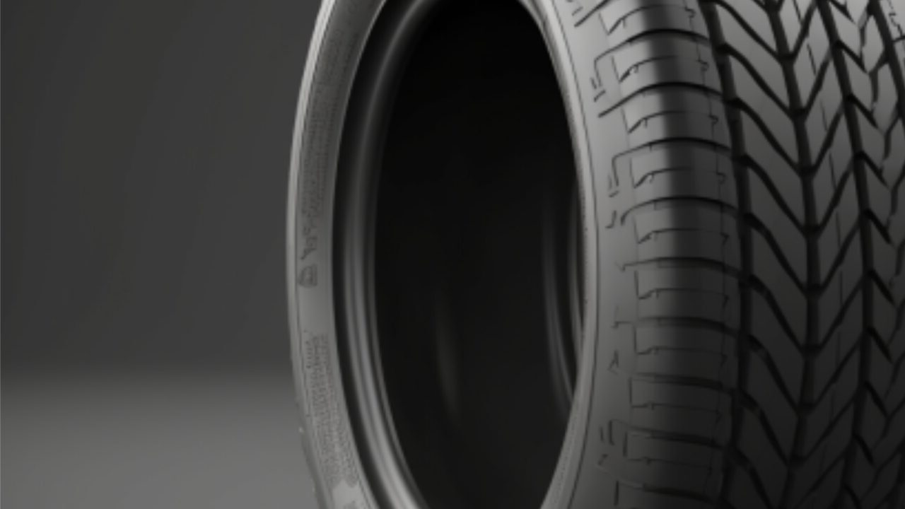 Tyre on plain background