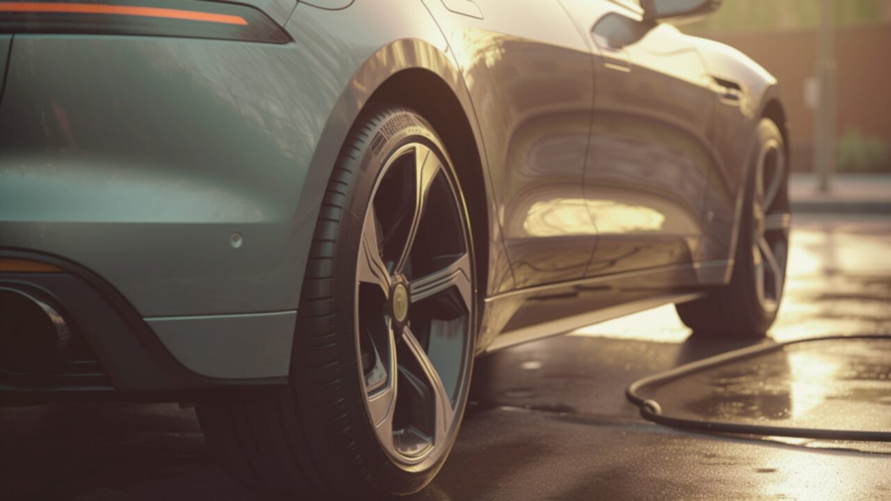Close up of a grey EV charging Close up of a grey EV charging