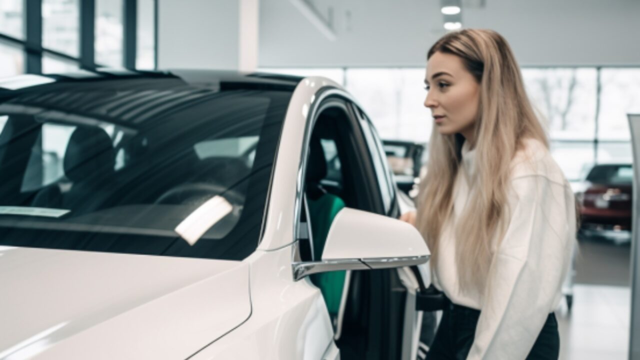 lady buying EV