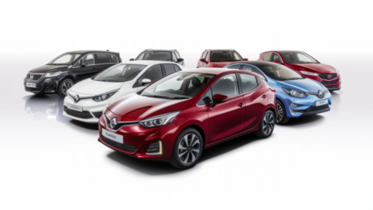 Group of Electric cars on a white background