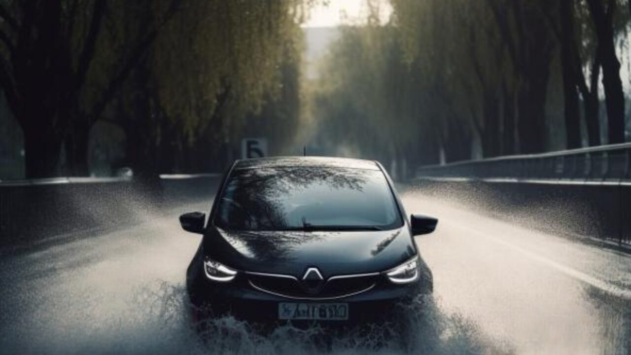 Driving on a flooded road