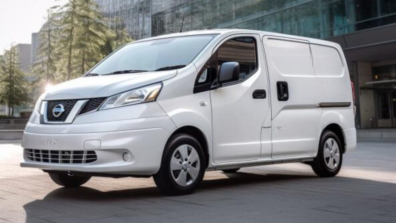 White large EV Van on deliveries