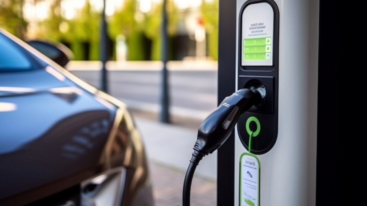 Electric Car at a Charging Point