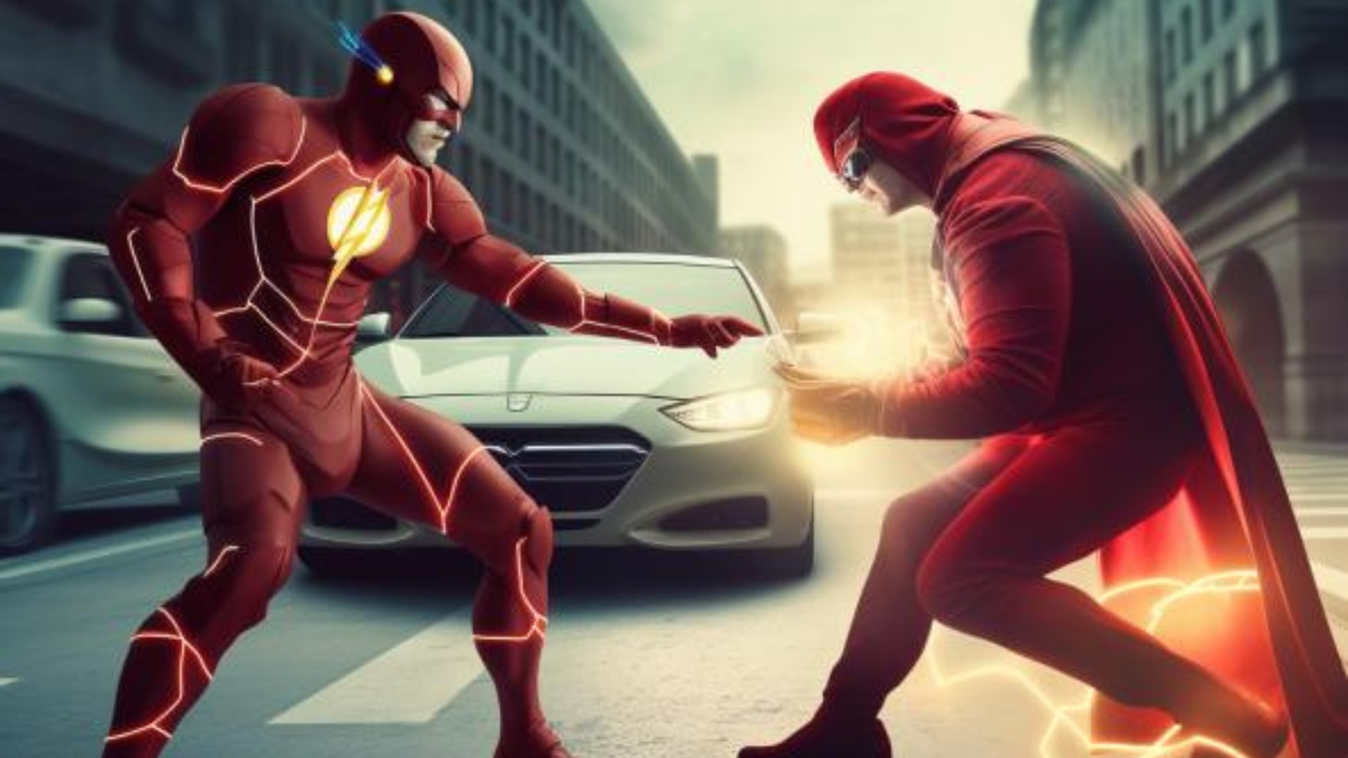 Flash and Villain fighting over a charging point