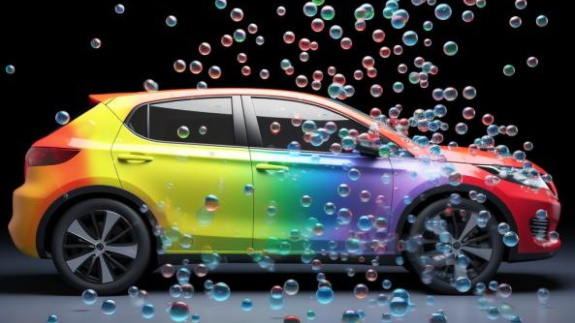 Multicoloured EV with energy marbles